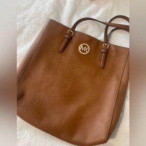 Cognac Michael Kors leather tote bag